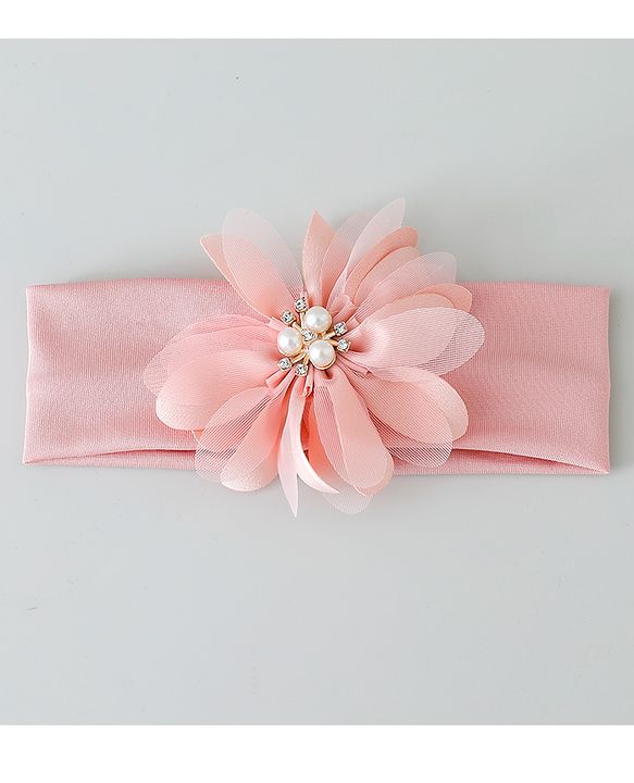 Babyhug Headbands with Flower Applique Free Size Pack of 3 - Peach & White