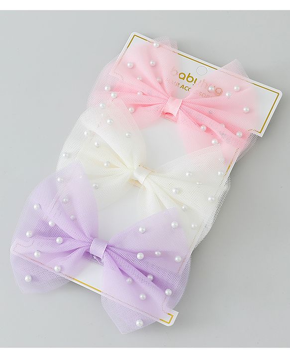 Babyhug Headbands with Bow Applique Free Size Pack of 3 - Purple & White