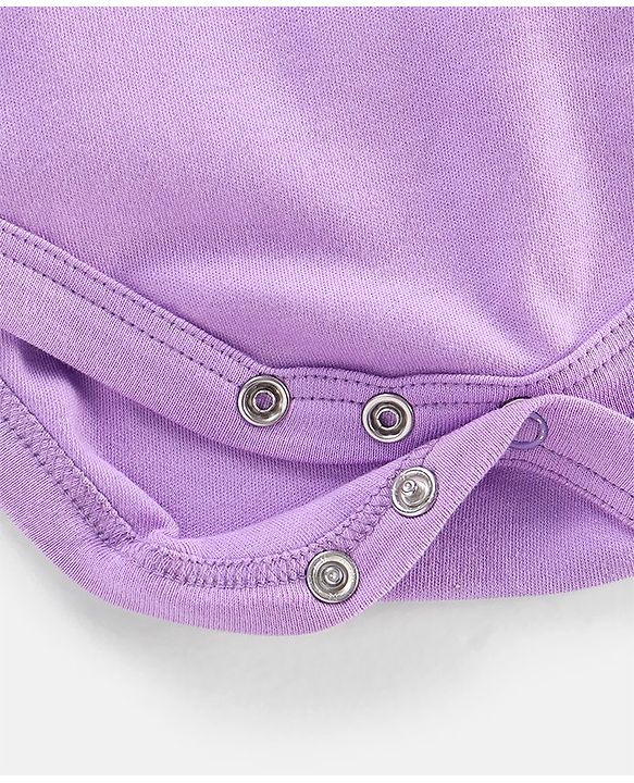 Babyhug 100% Cotton Frill Sleeves Kitty Print Onesies Pack Of 5 - Pink Purple & Green