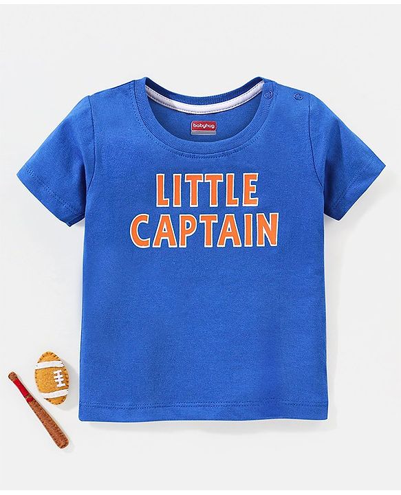 Babyhug Cotton Half Sleeves T-Shirt Text Print- Navy Blue