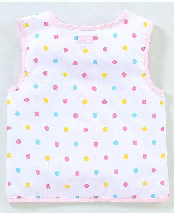 Babyhug 100% Cotton Woven Sleeveless Jhabla Polka Dot Print Pack Of 3 - Pink & White