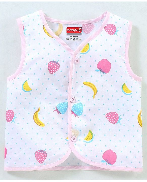 Babyhug 100% Cotton Woven Sleeveless Jhabla Polka Dot Print Pack Of 3 - Pink & White
