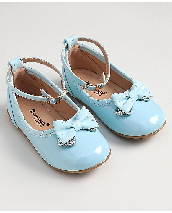 Cute Walk by Babyhug Buckled Closure Bellies With Bow Applique- Sky Blue