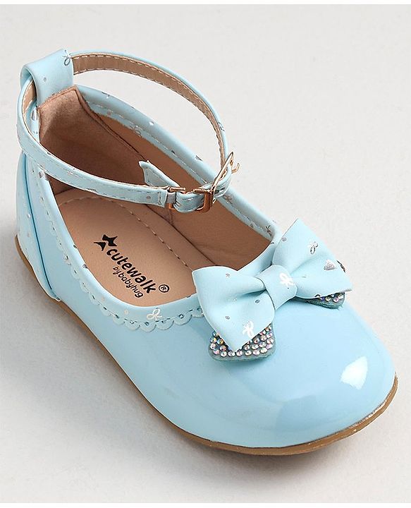 Cute Walk by Babyhug Buckled Closure Bellies With Bow Applique- Sky Blue
