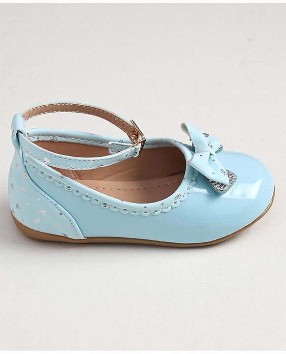 Cute Walk by Babyhug Buckled Closure Bellies With Bow Applique- Sky Blue