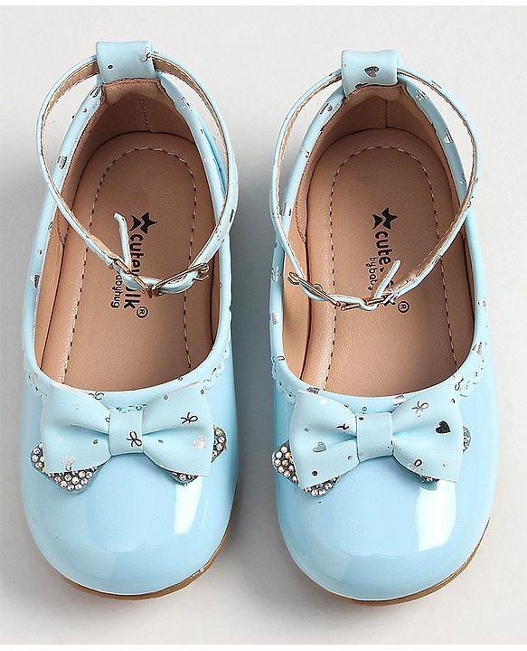Cute Walk by Babyhug Buckled Closure Bellies With Bow Applique- Sky Blue