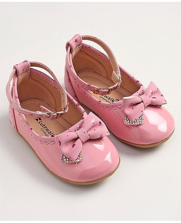 Cute Walk by Babyhug Buckled Closure Bellies With Bow Applique- Sky Blue