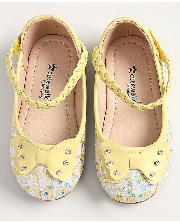 Cute Walk by Babyhug Velcro Closure Bellies With Bow Applique- Yellow