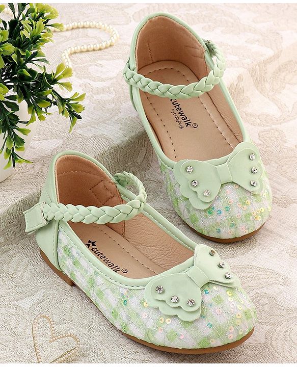 Cute Walk by Babyhug Velcro Closure Bellies With Bow Applique- Yellow