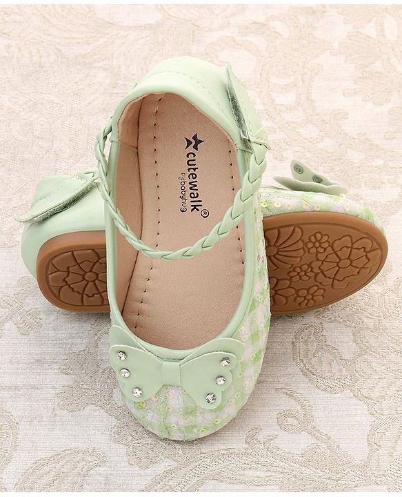 Cute Walk by Babyhug Velcro Closure Bellies With Bow Applique- Yellow