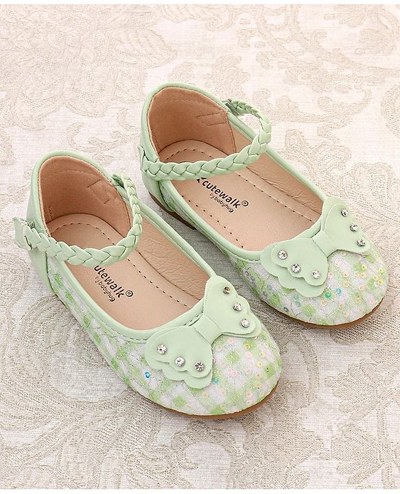 Cute Walk by Babyhug Velcro Closure Bellies With Bow Applique- Yellow