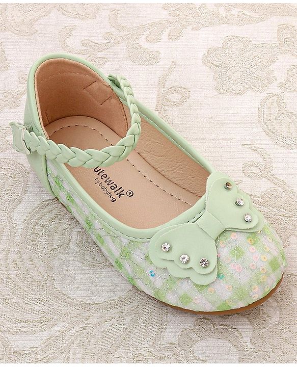 Cute Walk by Babyhug Velcro Closure Bellies With Bow Applique- Yellow