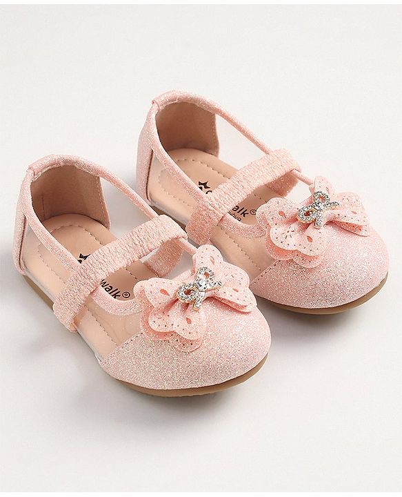 Cute Walk by Babyhug Slip On Bellies With Bow Applique- Pink