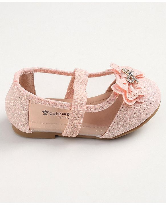 Cute Walk by Babyhug Slip On Bellies With Bow Applique- Pink