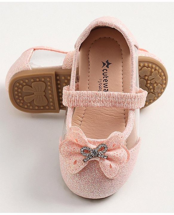 Cute Walk by Babyhug Slip On Bellies With Bow Applique- Pink