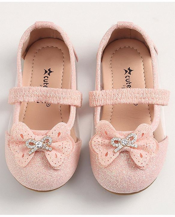 Cute Walk by Babyhug Slip On Bellies With Bow Applique- Pink