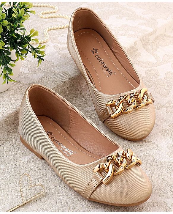 Cute Walk by Babyhug Slip on Bellies With Applique- Golden