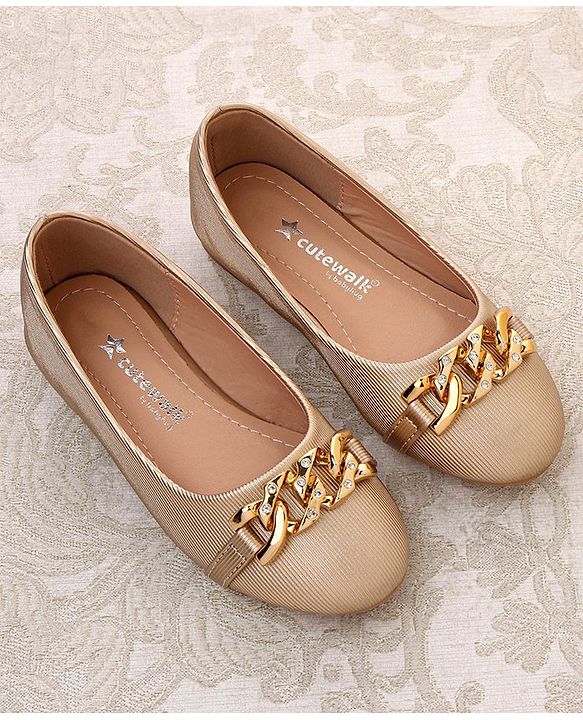 Cute Walk by Babyhug Slip on Bellies With Applique- Golden