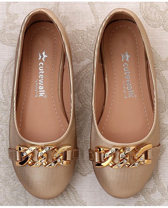 Cute Walk by Babyhug Slip on Bellies With Applique- Golden
