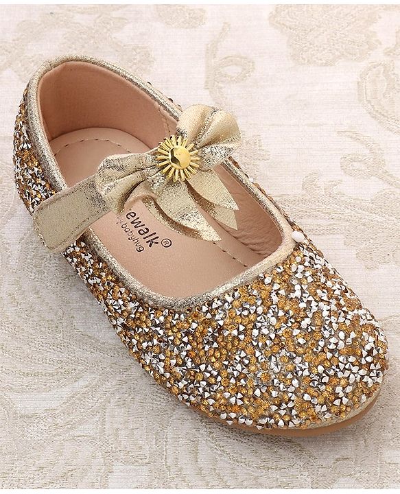 Cute Walk by Babyhug Buckled Closure Bellies With Bow Applique- Golden