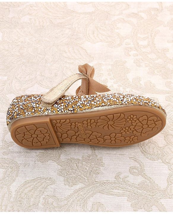 Cute Walk by Babyhug Buckled Closure Bellies With Bow Applique- Golden