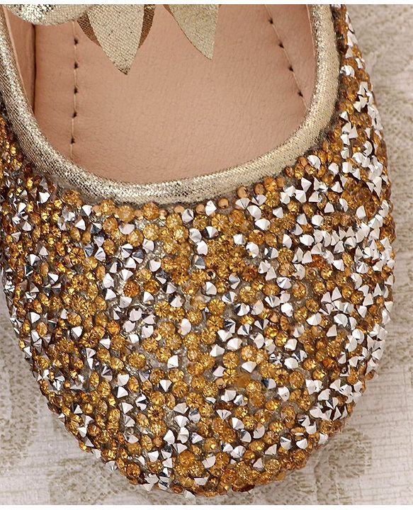 Cute Walk by Babyhug Buckled Closure Bellies With Bow Applique- Golden