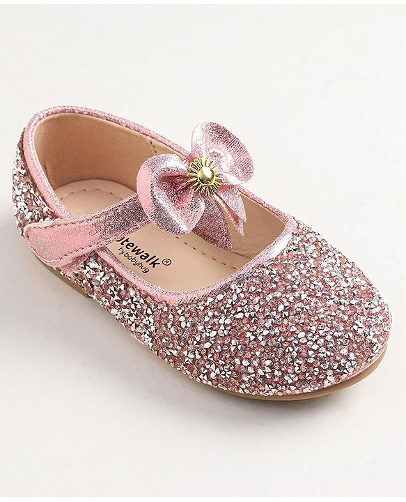 Cute Walk by Babyhug Buckled Closure Bellies With Bow Applique- Pink