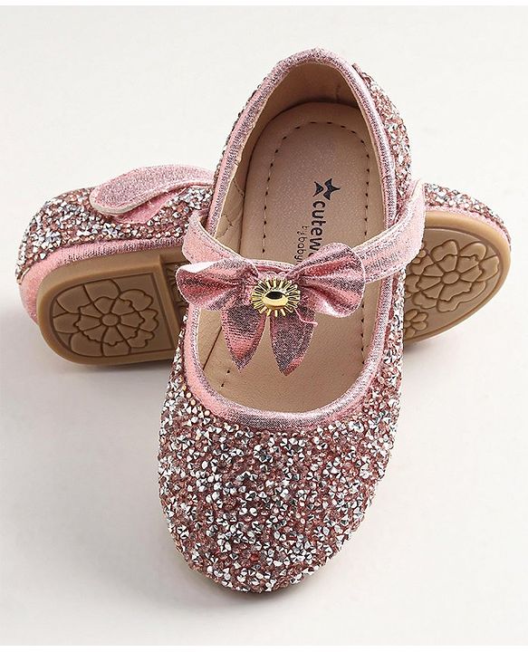 Cute Walk by Babyhug Buckled Closure Bellies With Bow Applique- Pink