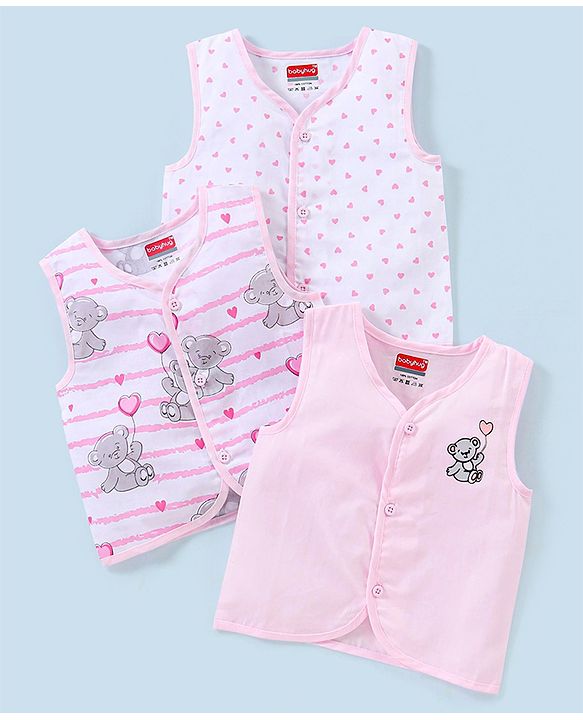 Babyhug 100% Cotton Woven Sleeveless Jhabla Lion Print Pack Of 3 - Multicolor