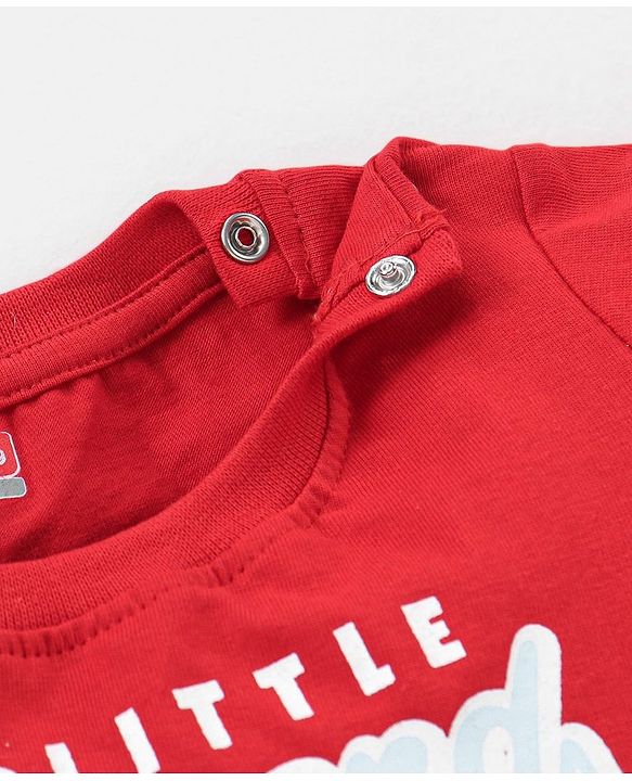 Babyhug Cotton Half Sleeves T-Shirt Text Print- Red