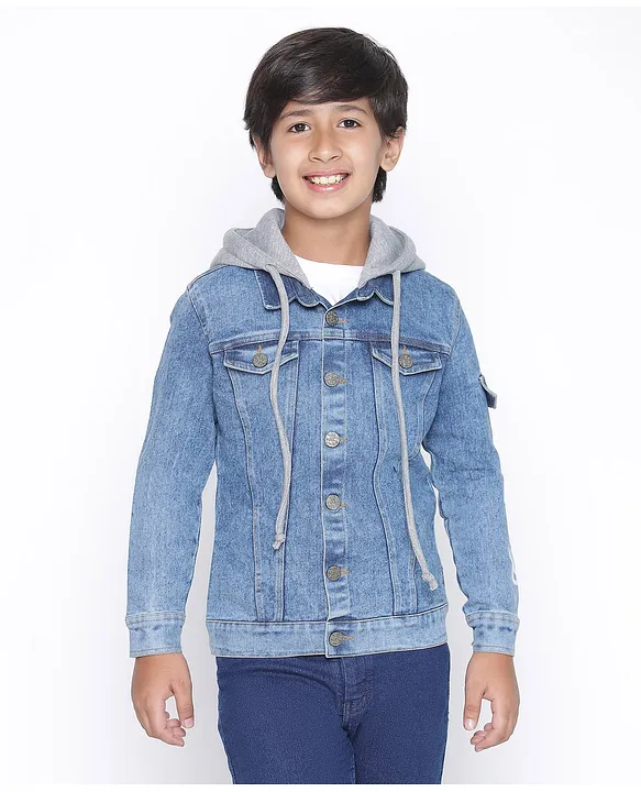 Unisex Denim Jacket With Attached Hoodie – Yo Baby India