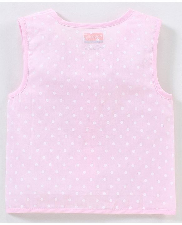 Babyhug 100% Cotton Woven Sleeveless Jhabla Heart Print Pack Of 3 - White & Blue
