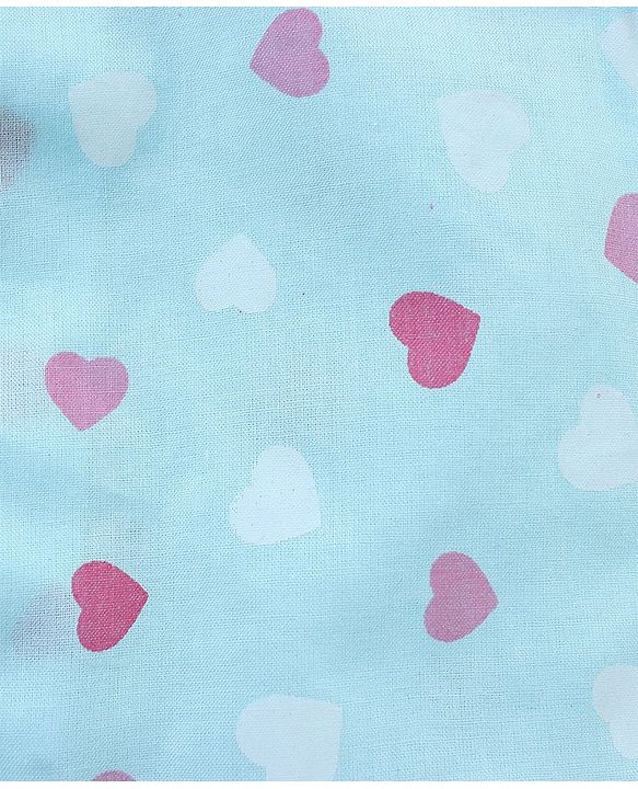 Babyhug 100% Cotton Woven Sleeveless Jhabla Heart Print Pack Of 3 - White & Blue