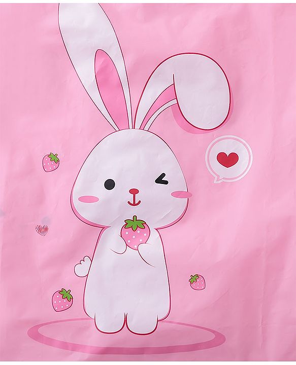Babyhug Three Forth Sleeves Hooded Raincoat Bunny Print - Pink