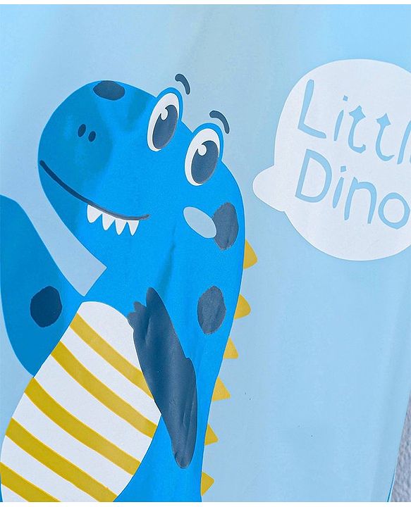 Babyhug Three Forth Sleeves Hooded Raincoat Little Dino Print - Blue