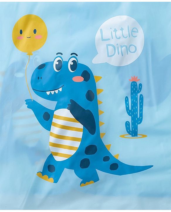 Babyhug Three Forth Sleeves Hooded Raincoat Little Dino Print - Blue