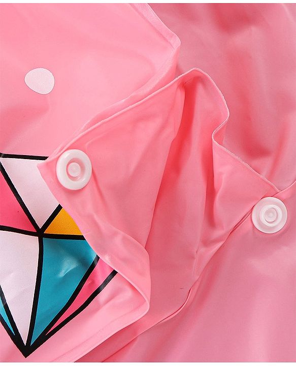 Babyhug Full Sleeves Hooded Raincoat Unicorn Print - Pink