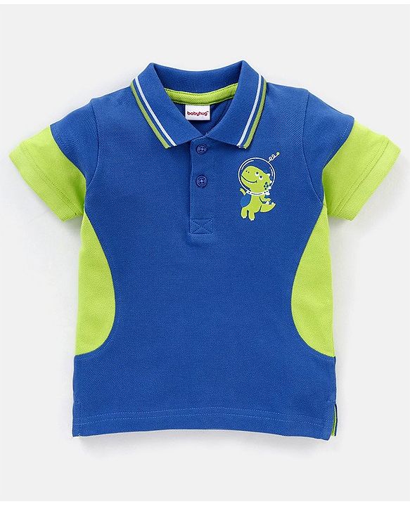 Babyhug Cotton Half Sleeves Dino Print T-shirt with Graphics - Blue & Lime