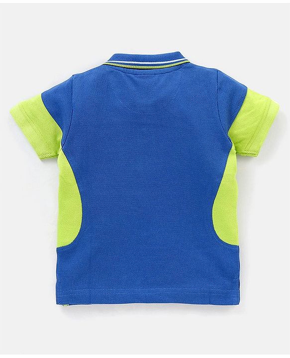 Babyhug Cotton Half Sleeves Dino Print T-shirt with Graphics - Blue & Lime