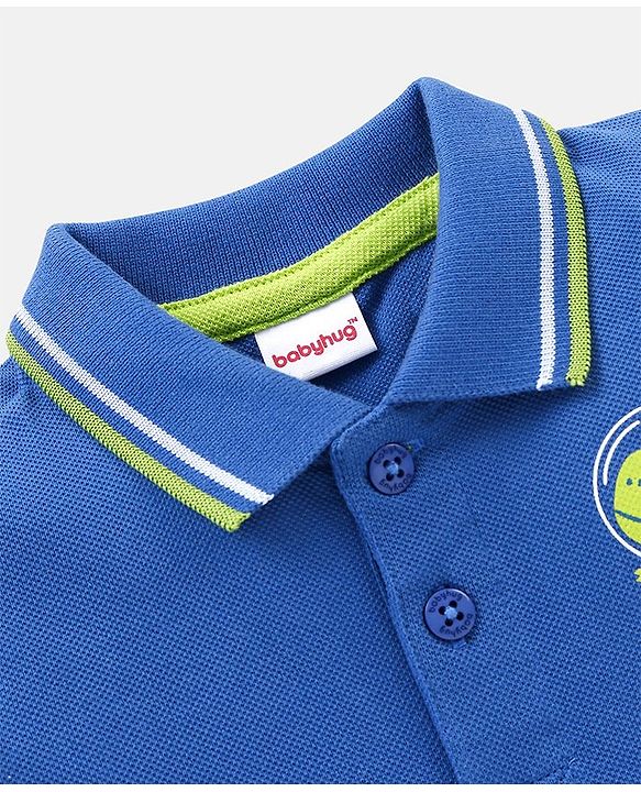 Babyhug Cotton Half Sleeves Dino Print T-shirt with Graphics - Blue & Lime