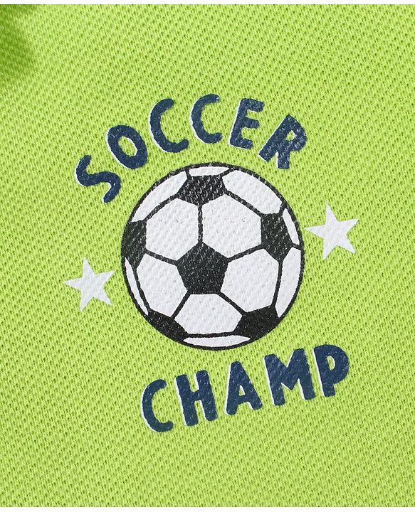 Babyhug Cotton Half Sleeves Football Print T-shirt with Graphics Detailing - Lime Green