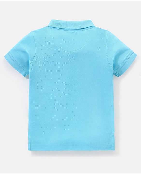 Babyhug Cotton Knit Half Sleeves Polo T-Shirt Solid - Blue