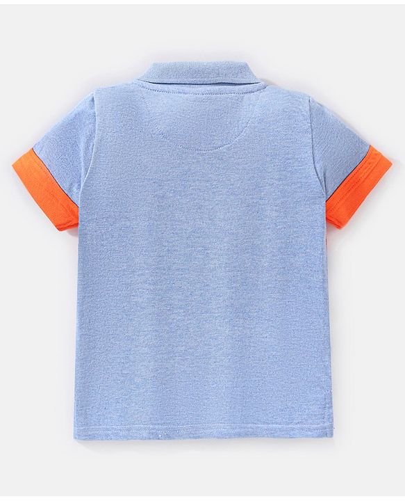Babyhug Cotton Half Sleeves Cut & Sew T-Shirt Ocean Is Calling Embroidery - Blue & White