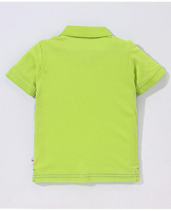 Babyhug Cotton Knit Half Sleeves Colour Block T-Shirt Baby Elephant Applique - Green & Blue