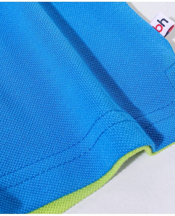 Babyhug Cotton Knit Half Sleeves Colour Block T-Shirt Baby Elephant Applique - Green & Blue