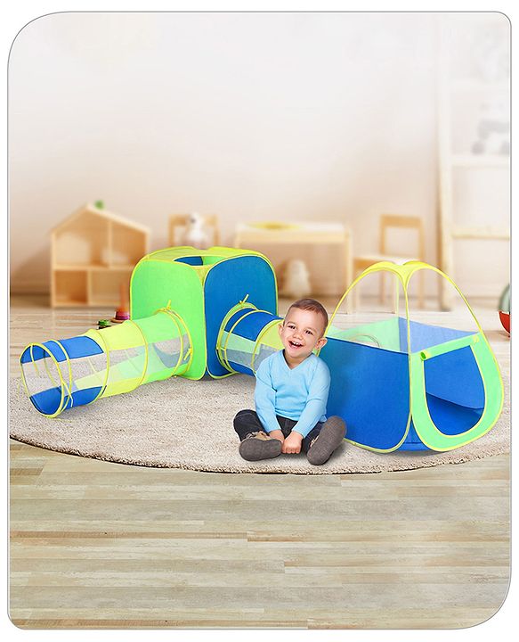 Babyhug My Fun Arcade 4-in-1 Ball Pool Play Tent House - Blue & Green