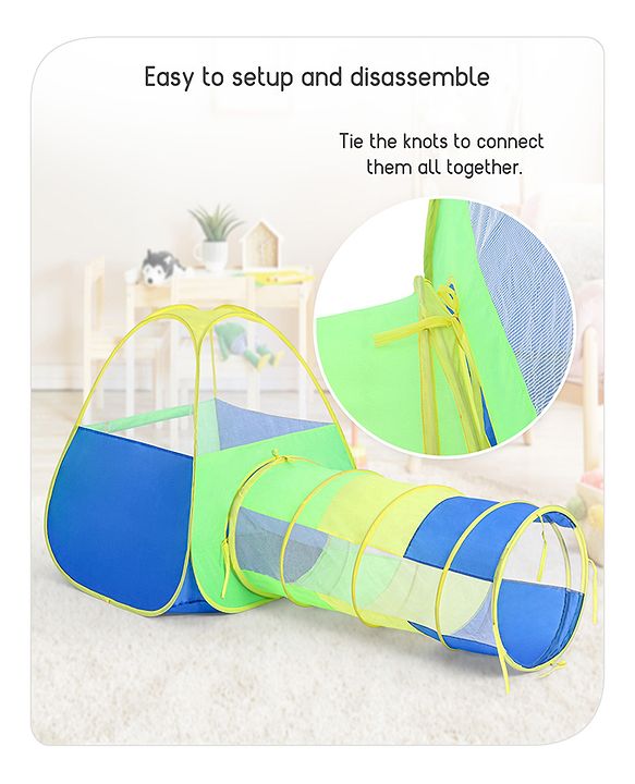 Babyhug My Fun Arcade 4-in-1 Ball Pool Play Tent House - Blue & Green