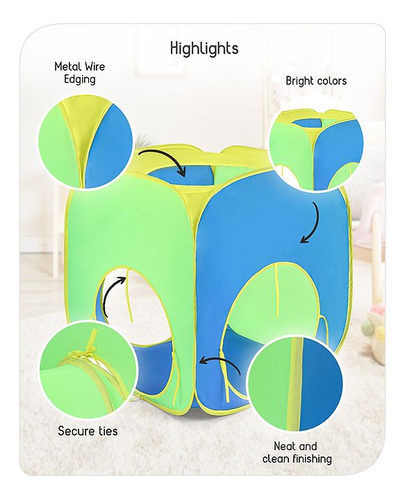 Babyhug My Fun Arcade 4-in-1 Ball Pool Play Tent House - Blue & Green