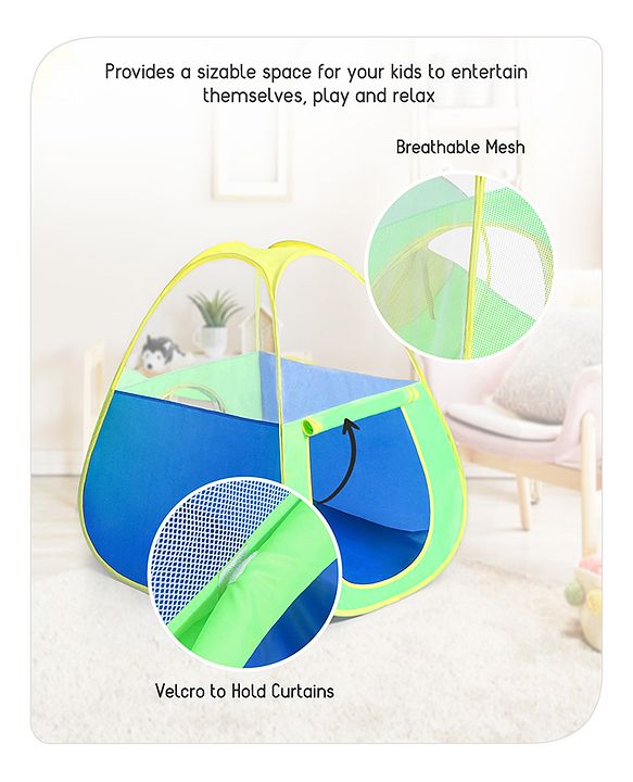 Babyhug My Fun Arcade 4-in-1 Ball Pool Play Tent House - Blue & Green