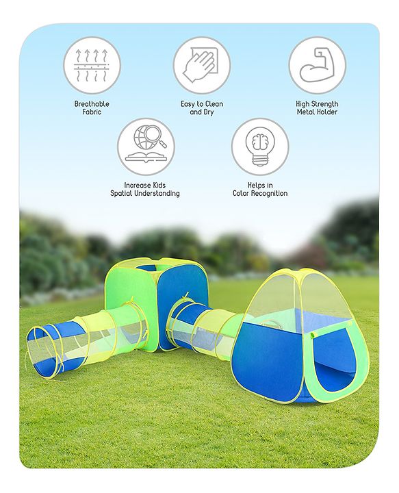 Babyhug My Fun Arcade 4-in-1 Ball Pool Play Tent House - Blue & Green